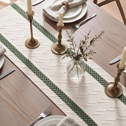 Artoid Mode Forest Green Stripe Woven Rustic Table Runner 12x36 Inch | Holiday - Image 4
