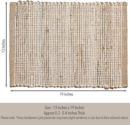 Natural Jute and Ivory Placemats, 13x19 Inch Dining Table Placemats - Image 4