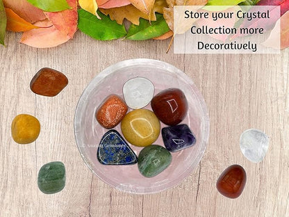 Rose Quartz Crystal Bowl - 2 Inch Decorative Bowls for Room and Home Decor - Gemstone Healing Crystals for Elegant Display, Positive Energy Balance and Gift