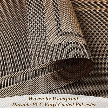 SHACOS Placemats Set of 4 Wipe Clean PVC Place Mats for Dining Table Heat Resistant Woven Vinyl Table Mats Indoor Outdoor (4, Frame Brown)