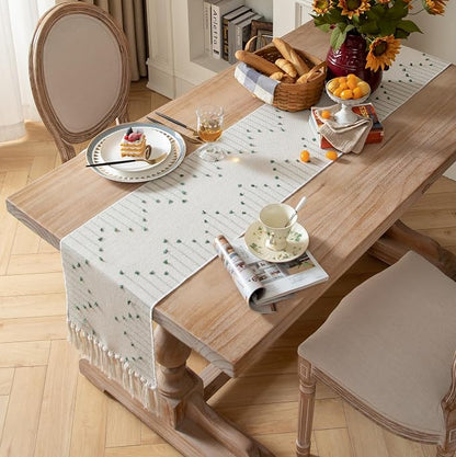 Boho Table Runner 13 x 72 Inch Long Natural Cotton Woven Runner - Image 4