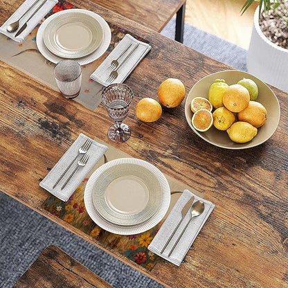 Highland Cow Flowers 12x18 Inch Placemats Set of 6 - Waterproof, Non-Slip & Washable Summer Fall Placemats for Kitchen & Dining Table Placemats