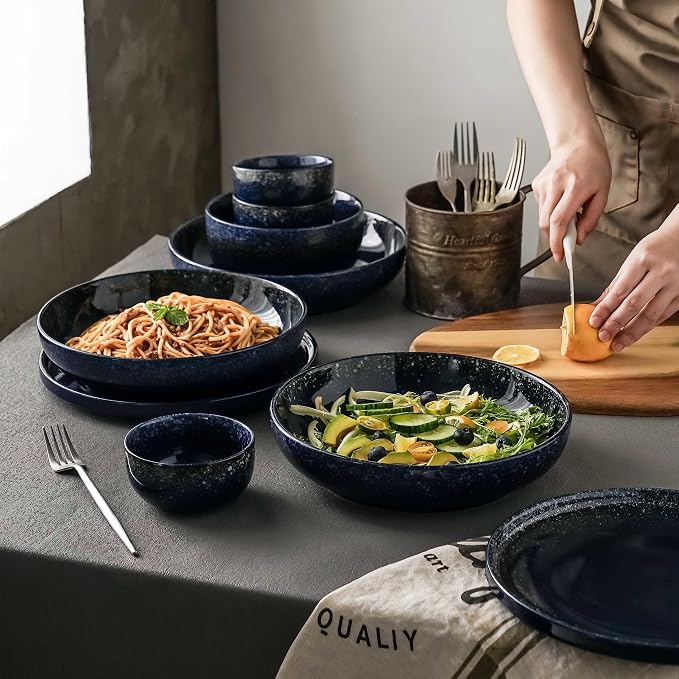S&Q'S CERAMICS Large Serving Bowls Set of 4, 65 ounce Large Salad Bowls - Image 7