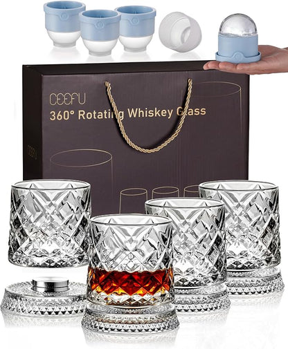 CEEFU 360° Spinning Whiskey Glasses Set by CEEFU
