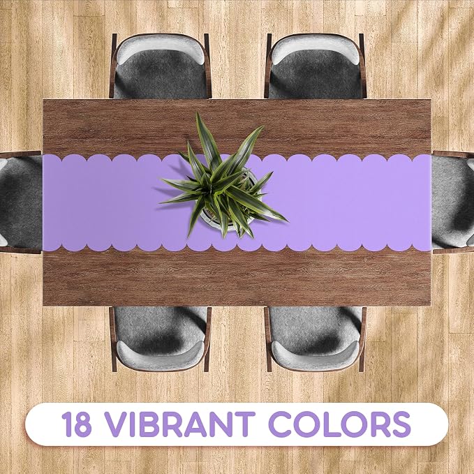 Lavender Plastic Disposable Table Runner. 5 Pack 14 x 108 inch. Scallop Table - Image 5