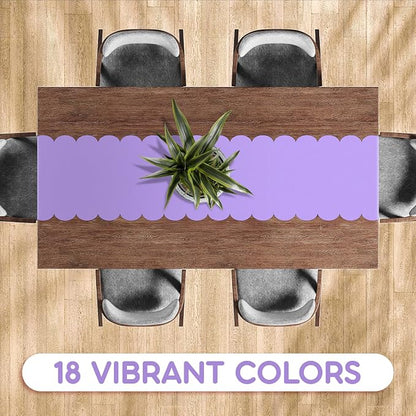 Lavender Plastic Disposable Table Runner. 5 Pack 14 x 108 inch. Scallop Table - Image 5