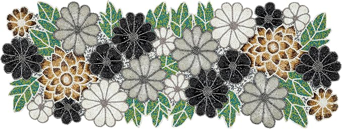 Beaded Table Runner Decore 36 inches Long Christmas Flower Design Beaded Table - Image 4