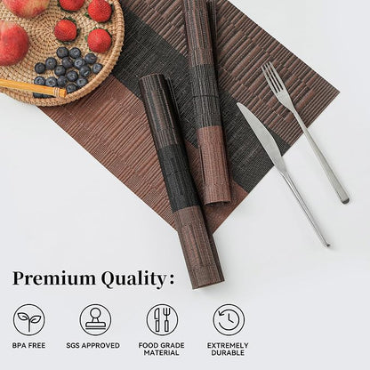 Leetaltree Brown with Black Striped Placemats Set of 4 - Image 2