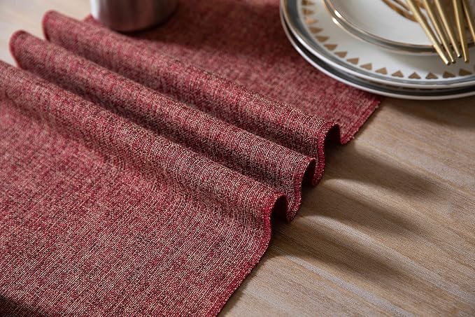 Red Table Runners 72 Inches Long, Burlap Linen Style Rustic Farmhouse Table - Image 5