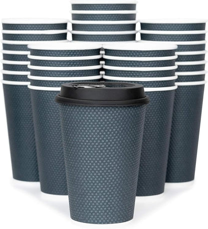 Disposable Coffee Cups With Lids - 12 oz Togo Coffee Cup With Lid. Large To Go by Glowcoast