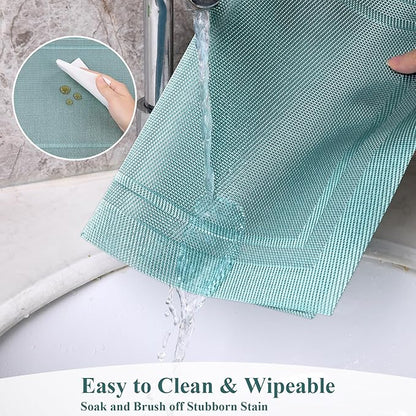 SHACOS Woven Vinyl Placemats Set of 4 Wipe Clean Place Mats for Dining Table Heat Resistant PVC Weave Table Mats Indoor Outdoor (4, Frame Light Turquoise)
