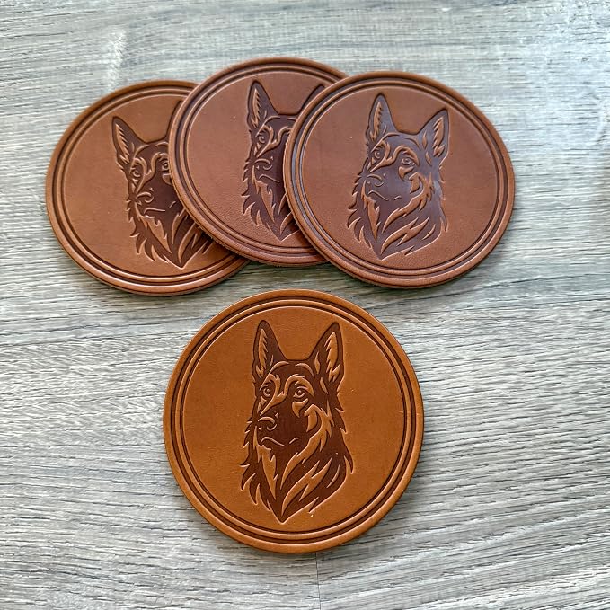 Dog Breed Leather Coasters – Premium Full Grain Table Protectors - Image 4