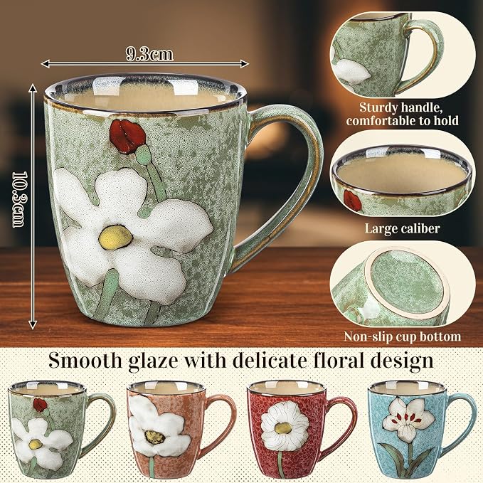 Maxdot 12oz Ceramic Coffee Mugs, Glazing Process Coffee Cup - Image 2