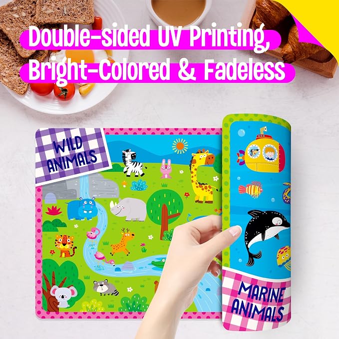 4 Pack Placemats for Kids, Non-Slip Washable Table Mats, Double-Sided Reusable - Image 4