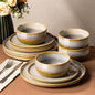 Ceramic Dinnerware Set for 4, 12-Piece Plates and Bowls Set | Handmade Reactive by TheTerra