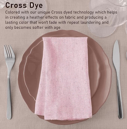 Ruvanti Cloth Napkins Set of 12, 18x18 Reusable Napkins Cloth Washable, Soft & Durable Table Napkin, Poly Cotton Fabric Dinner Napkins for Parties, Christmas, Thanksgiving, Weddings - Pink