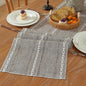 Boho Cotton Linen Brown Table Runner, Farmhouse Woven Table Runners Spring by Niviy