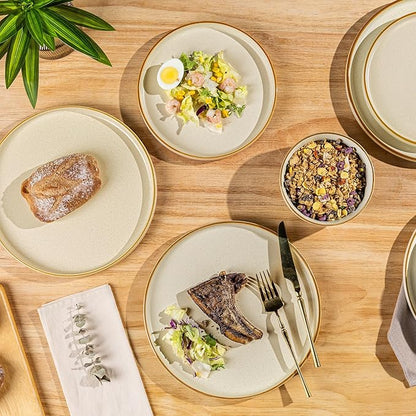 AmorArc Stoneware Dinnerware Sets for 4,Reactive Ceramic Plates and Bowls Set,Highly Chip and Crack Resistant | Dishwasher & Microwave Safe | Round Dishes Set Service for 4 (12pc)