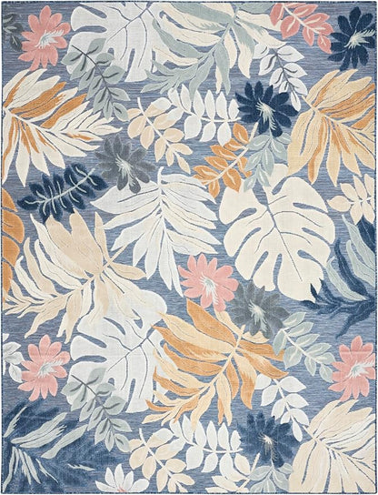 Nourison Home Suncoast Denim Multi 7'10" x 9'10" Area Rug - Easy Clean, Non Shedding, Bed Room, Living Room, Dining Room, Kitchen (8' x 10')