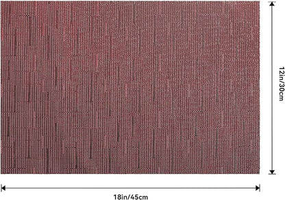 Leetaltree Burgundy Placemats Set of 4 - Heat Resistant Non-Slip Place mats for Dining Table, Washable Durable PVC Vinyl Woven Table Mats（Burgundy, 4）