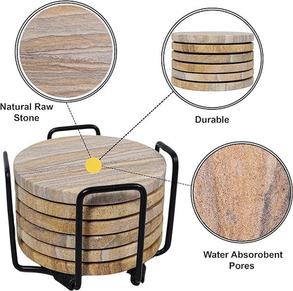 Sandstone Water Absorbent Hand Crafted Round Coasters - Image 3
