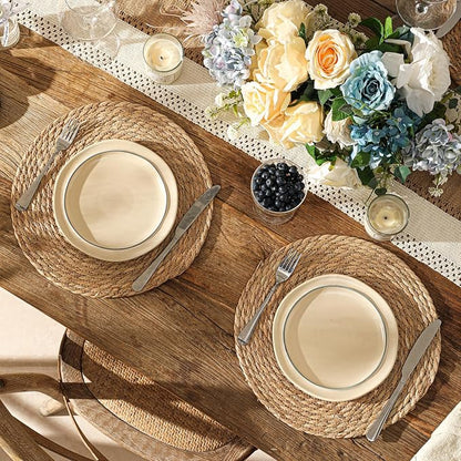 13.8'' Round Woven Placemats Set of 12, Boho Wicker Chargers, Terrekraft | - Image 9