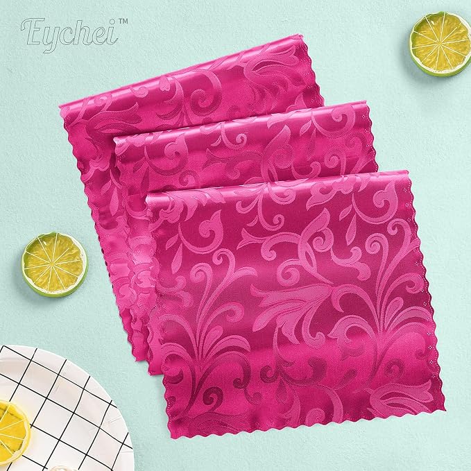 2 Pack Hot Pink Damask Satin Table Runner 12 x 108 Inch | Bright Smooth Damask - Image 2