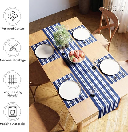 Encasa XO Dining Table Runner 13"x98" | Yarn Dyed Fine Ribbed Cotton | Franca - Image 3