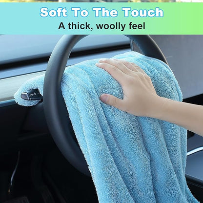 JOYMOOP Microfiber Towels for Cars, 35.4" x 23.6" Car Drying Towel, Blue Reusable Car Towel, Quick Drying Car Microfiber Cleaning Cloth for RVs, SUVs, Trucks