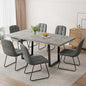 ZckyCine Modern Extendable Dining Table Set, 63''-79'', Gray Wood Table with 6 Gray Leather Chairs, Stylish & Comfortable, Seats 6, Ideal for Dining Room & Kitchen