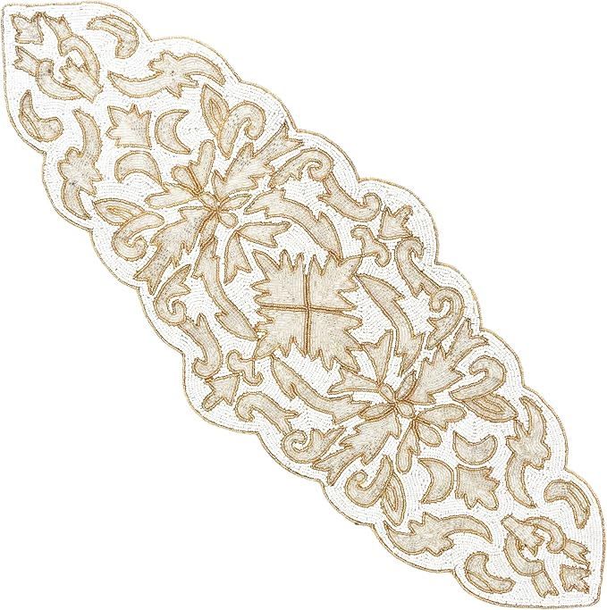 Beaded Table Runner, 13x36 | Glass beads, polyester backing, handcrafted - Image 9