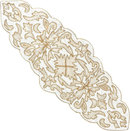 Beaded Table Runner, 13x36 | Glass beads, polyester backing, handcrafted - Image 9