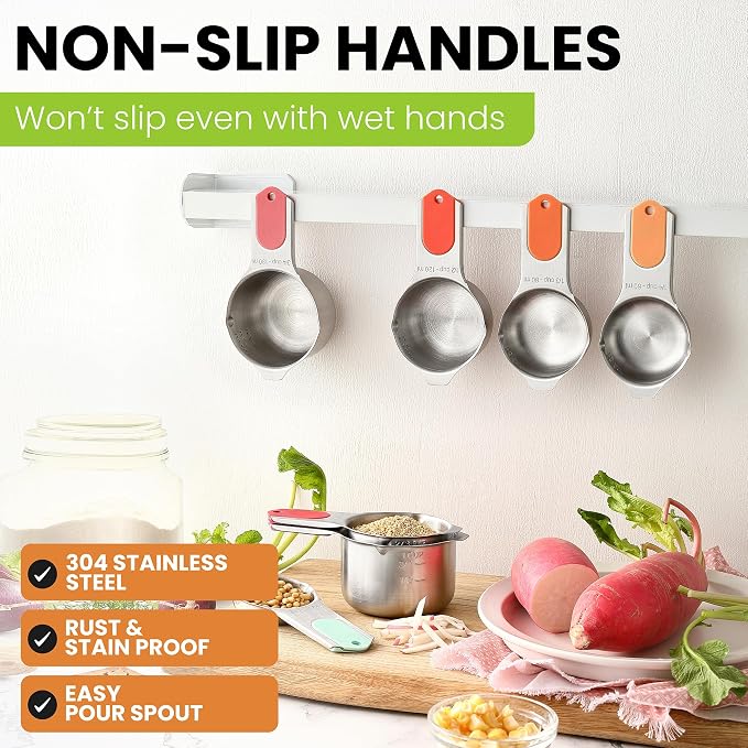 Spring Chef Magnetic Stainless Steel Measuring Cups Set of 7, Desert Sunset | - Image 5