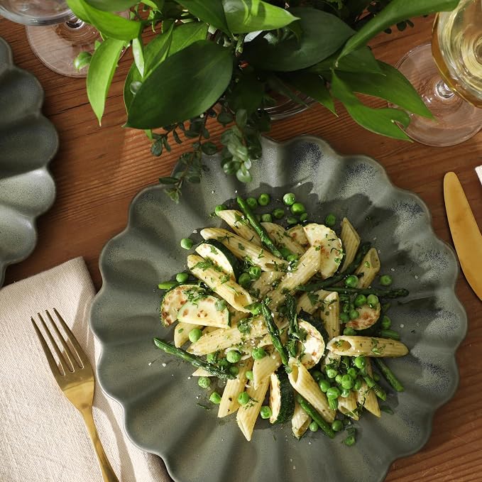 Gibson Elite Bistro Fleur Plates and Bowls Sets, 12-Piece Stoneware Dinnerware - Image 6