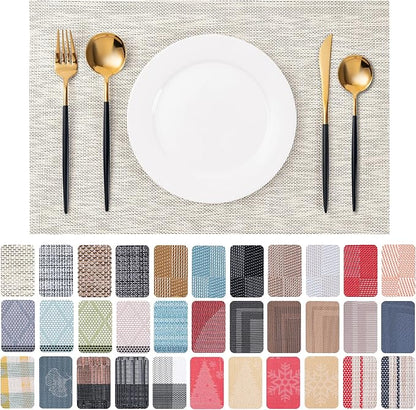Placemats Set of 4 Washable Indoor | Outdoor Vinyl Place Mats by CADONO