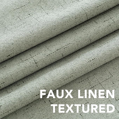 H.VERSAILTEX Linen Blackout Curtains 96 Inches Long 100% Absolutely Blackout Thermal Insulated Textured Linen Look Curtain Draperies Anti-Rust Grommet, Energy Saving with White Liner, 2 Panels, Sage