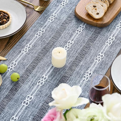 Artoid Mode Blue Farmhouse Embroidered Hollow Table Runner, Seasonal Kitchen - Image 4
