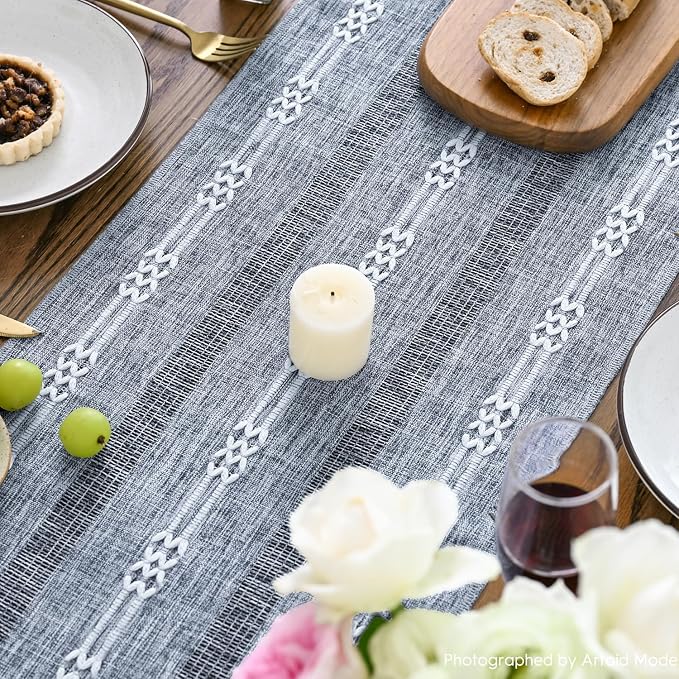 Artoid Mode Blue Farmhouse Embroidered Hollow Table Runner, Seasonal Kitchen - Image 4