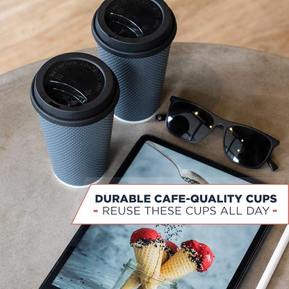 Disposable Coffee Cups With Lids - 12 oz Togo Coffee Cup With Lid. Large To Go - Image 4