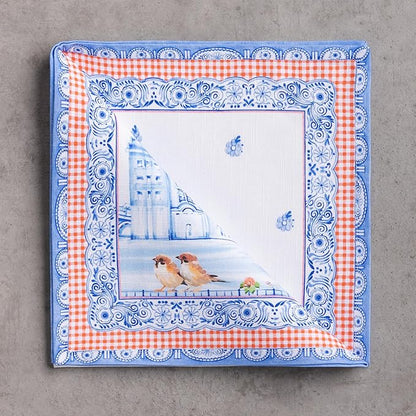 Maison d' Hermine Cloth Napkins Set of 4 100% Cotton Everyday Reusable Square Napkins Cloth Washable Dinner Wedding Restaurant Valentines Day Decorations Spring/Summer (Amsterdam Canals, 20" x 20")