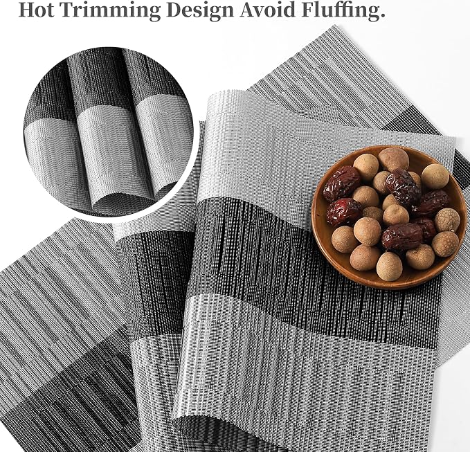 Leetaltree Grey with White Striped Placemats Set of 6 - Image 3