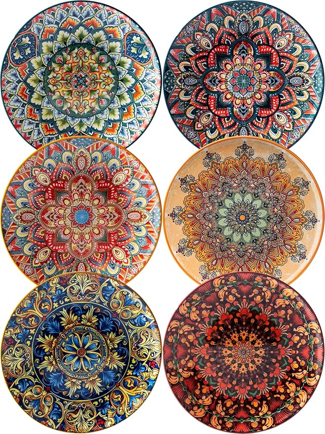 Small Dinner Plate Set of 6-8.5 Inch Ceramic Dessert Salad Plate, Oven and by Unknown