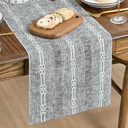 Artoid Mode Dark Grey Farmhouse Embroidered Hollow Table Runner, Seasonal by ArtoidMode