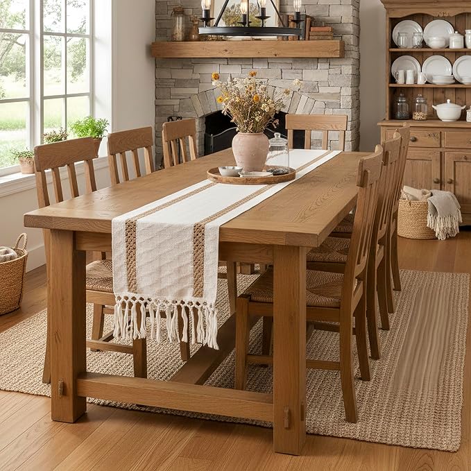 Fall Table Runner with Tassels for Coffe Table Home Decor 12x72 Inch | 72 - Image 8