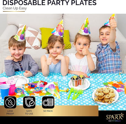 Disposable Paper Plates White, 7 Inch Paper Dessert Plates, Strong and Sturdy Disposable Plate for Party, Dinner, Holiday, Picnic, or Travel Party Plate, Pack of 50