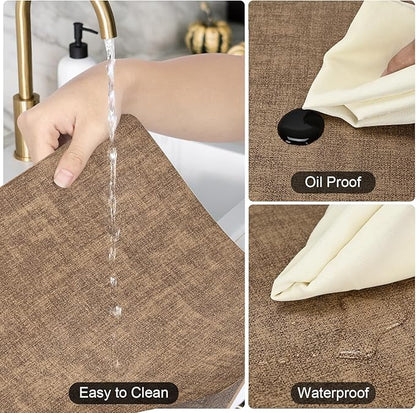 Faux Leather Placemats Set of 6, Heat Resistant Wipeable Washable Vinyl Place Mats, Waterproof Anti-Slip Dining Table Mats, Suitable for Indoor & Outdoor Use (Light Brown)