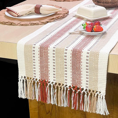 handspun Cotton Ivory, Handwoven Boho Table Runners by ChardinHome