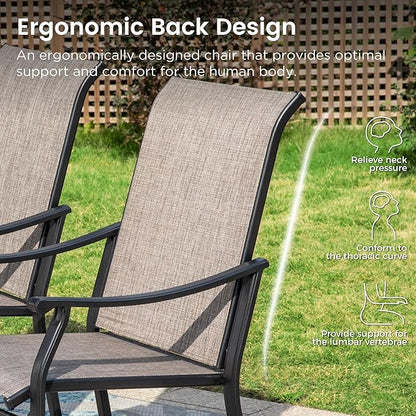 PHI VILLA Outdoor Dining Chairs Set of 6, Breathable Textilene Fabric and Metal Frame with Backrest and Armrest,Quick-Dry and Rustproof,Patio Chairs for Lawn,Garden