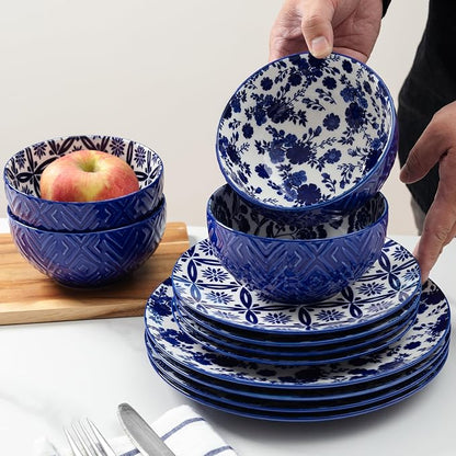LEHAHA 12 Pieces Modern Porcelain Dinnerware Set，Service - Image 5