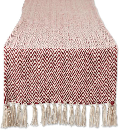DII Woven Basic Tabletop Collection, Chevron Table Runner, Barn Red by DII